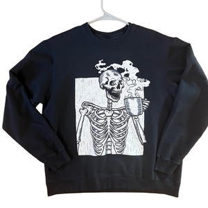 Skeleton Graphic Black Sweatshirt Size Large